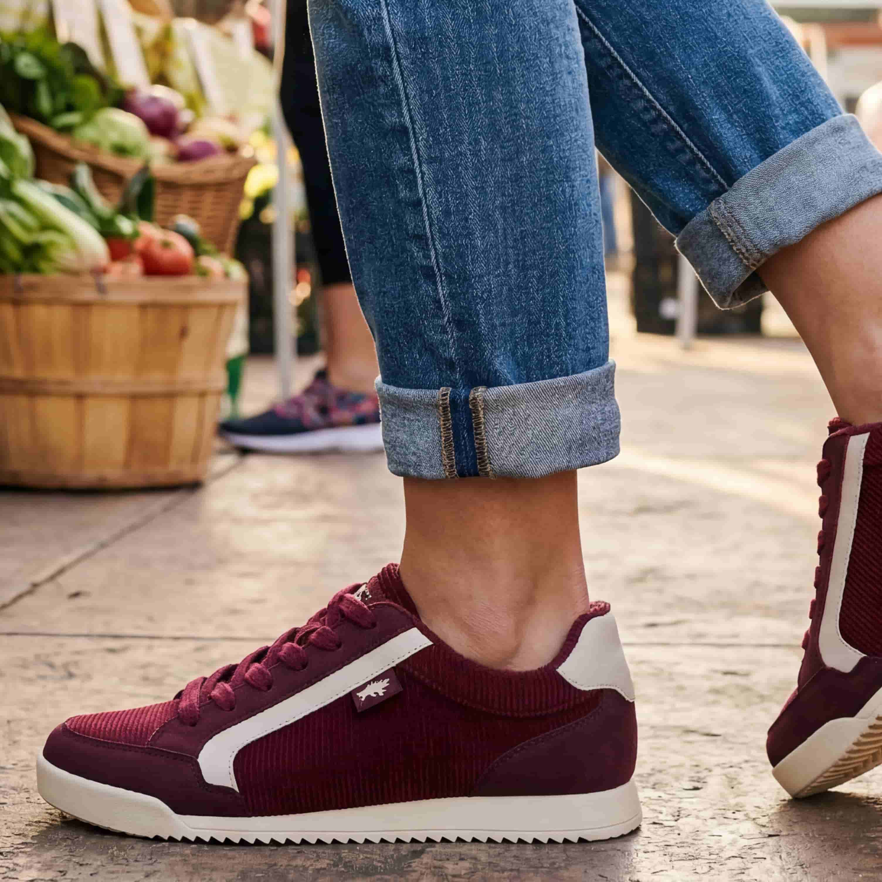 Bolt Burgundy Corduroy Trainers - Image 2