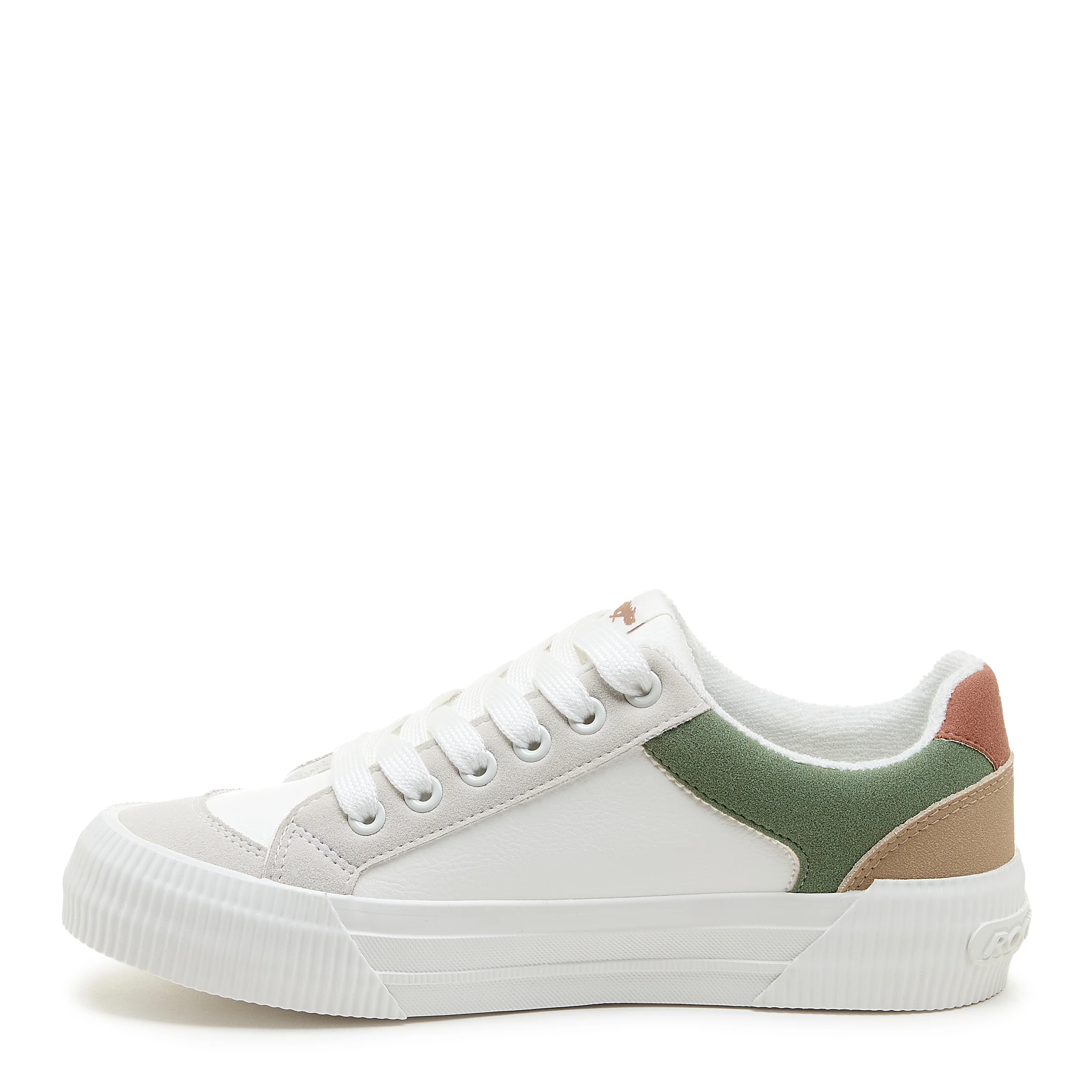 Cheery White Olive Colour Block Trainers - Image 3