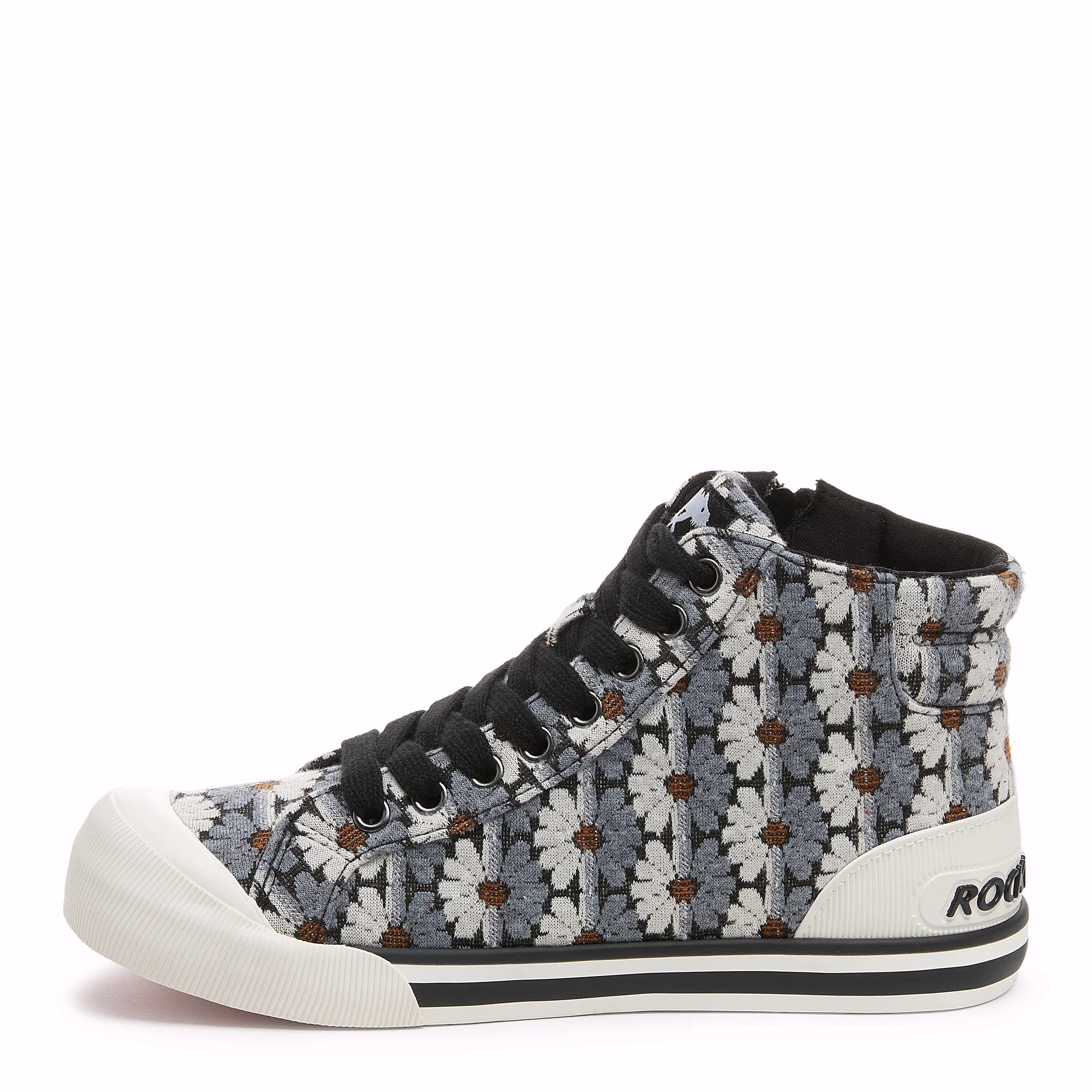 Jazzin Black Grey Floral High-top Trainers - Image 3