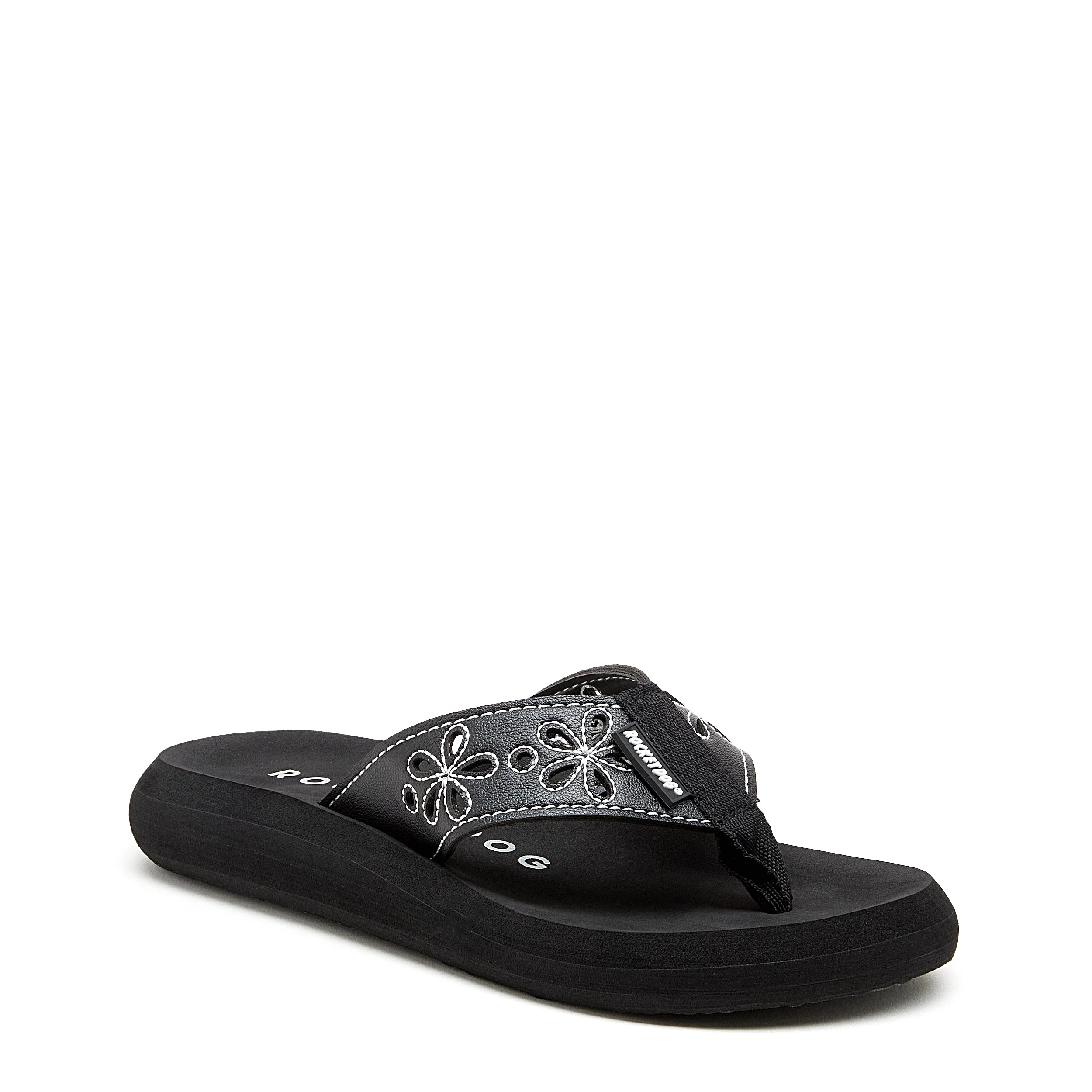 Sunset Black Floral Stitch Flip-Flops - Image 2
