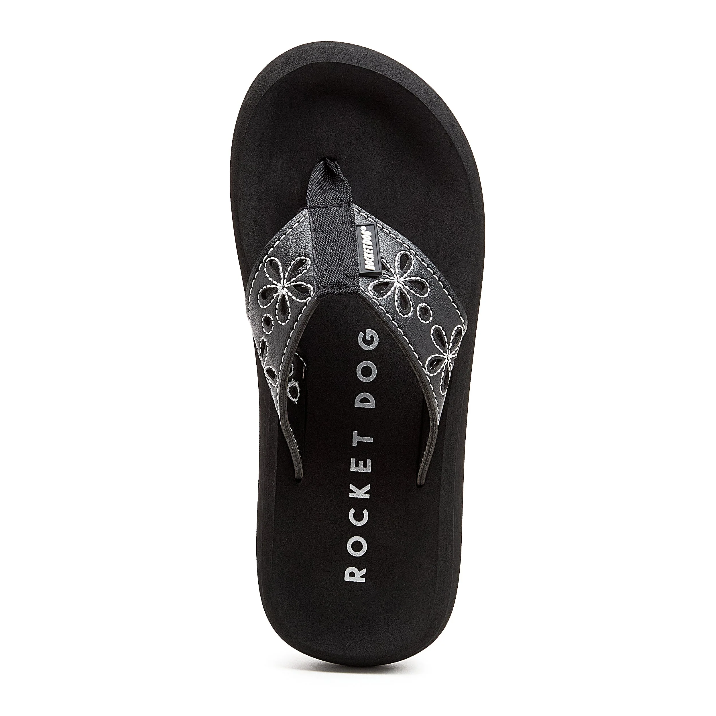 Sunset Black Floral Stitch Flip-Flops - Image 6